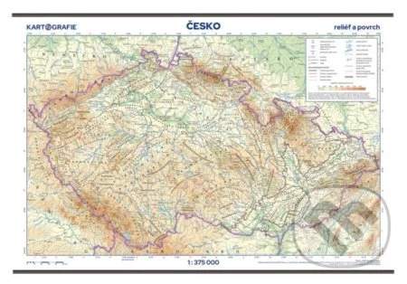 Česko - reliéf a povrch 1:375 000 nástěnná mapa - Kartografie Praha