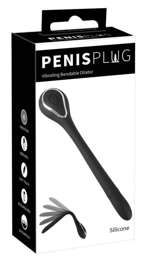 Penis Plug - rechargeable urethral vibrator (black)