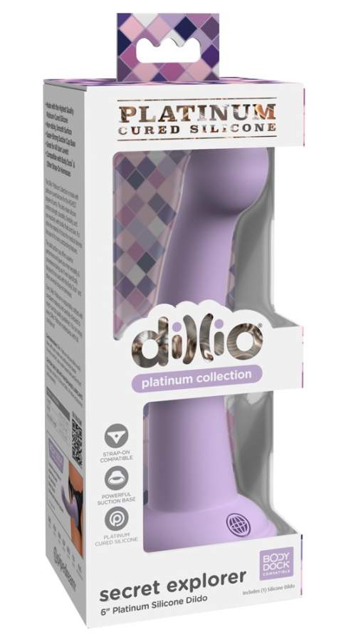 Dillio Secret Explorer - silicone dildo with sticky acorns (purple)
