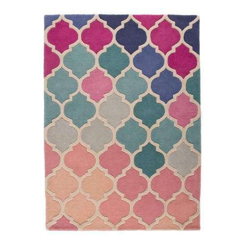Flair Rugs koberce Ručně všívaný kusový koberec Illusion Rosella Pink/Blue - 200x290 cm Vícebarevná, Velké (190x270 cm a větší), Bavlna