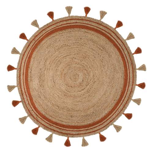 Flair Rugs koberce Kusový koberec Lunara Jute Circle Orange - 150x150 (průměr) kruh cm