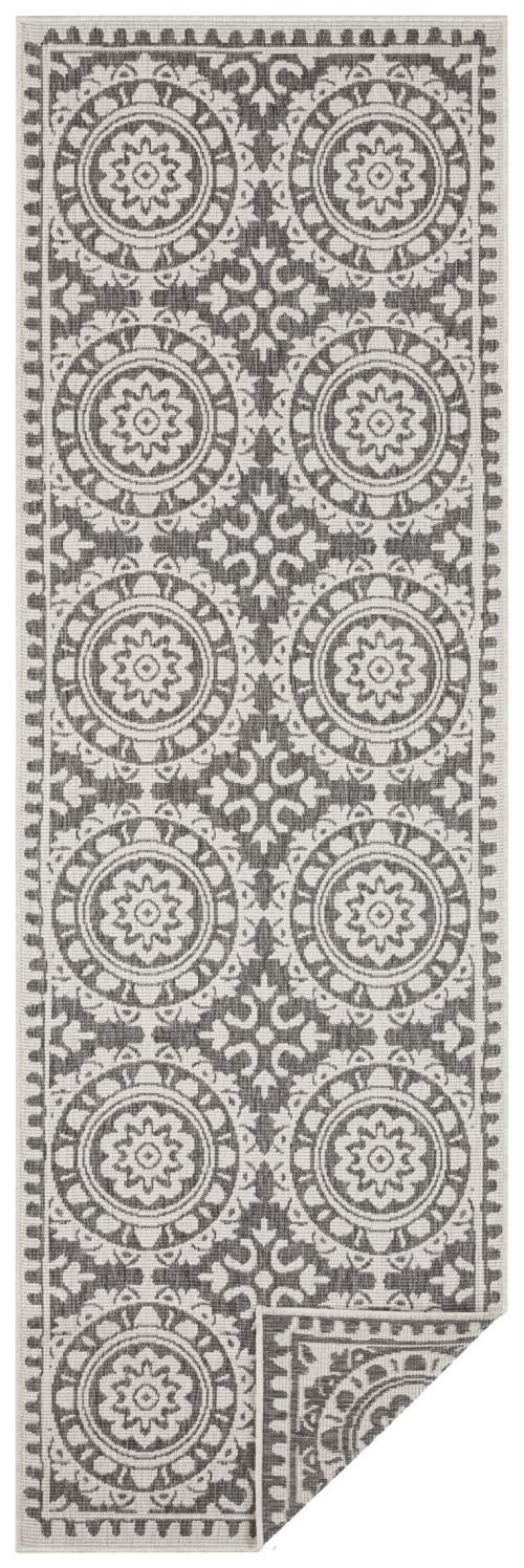 Šedo-krémový venkovní koberec NORTHRUGS Jardin, 80 x 350 cm