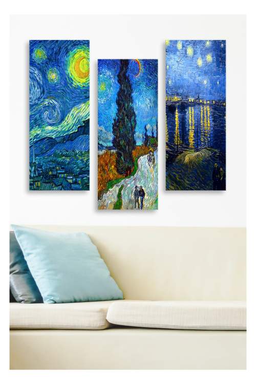 Hanah Home Sada reprodukce obrazů van Gogh 20x50 cm 3 ks