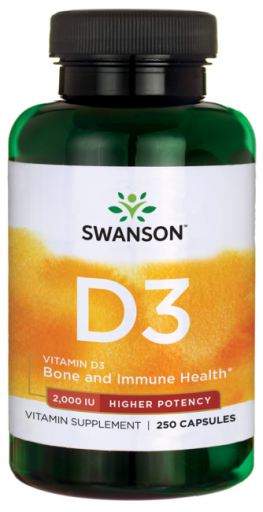 Swanson High Potency Vitamin D3 250 ks, kapsle, 2000 IU (50 mcg)