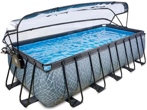 EXIT Stone Bazén 540x250x122cm s krytem a Sand filtrací a tepelným čerpadlem, šedý