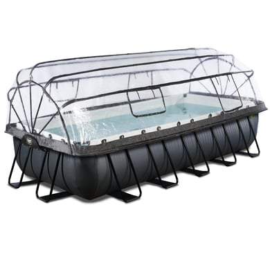 Bazén s krytem pískovou filtrací a tepelným čerpadlem Black Leather pool Exit Toys ocelová konstrukce