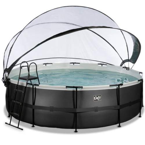 Bazén s krytem a pískovou filtrací Stone pool Exit Toys kruhový ocelová konstrukce 488*122 cm šedý od 6 let
