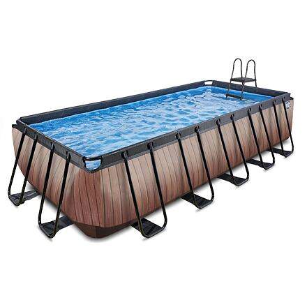 Bazén s filtrací Wood pool brown Exit Toys ocelová konstrukce 540*250*122 cm hnědý od 6 let