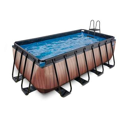 Bazén s pískovou filtrací Wood pool Exit Toys ocelová konstrukce 400*200*122 cm hnědý od 6 let