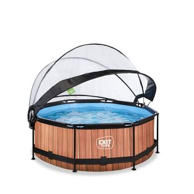 EXIT Frame Pool o244x76cm (12v Cartridge filter) – Timber Style + Dome
