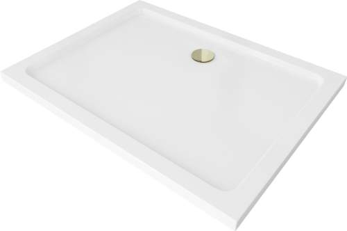 MEXEN/S Flat sprchová vanička obdelníková slim 120 x 80 cm, bílá + zlatý sifon 40108012G