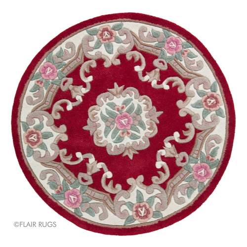 Flair Rugs koberce Ručně všívaný kusový koberec Lotus premium Red kruh - 120x120 (průměr) kruh cm Červená, Malé (80x150 cm a menší), Bavlna