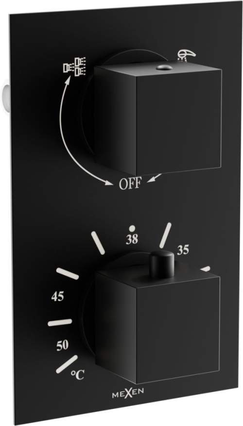 MEXEN Cube termostatiská baterie sprcha/vana 2-output černá 77502-70