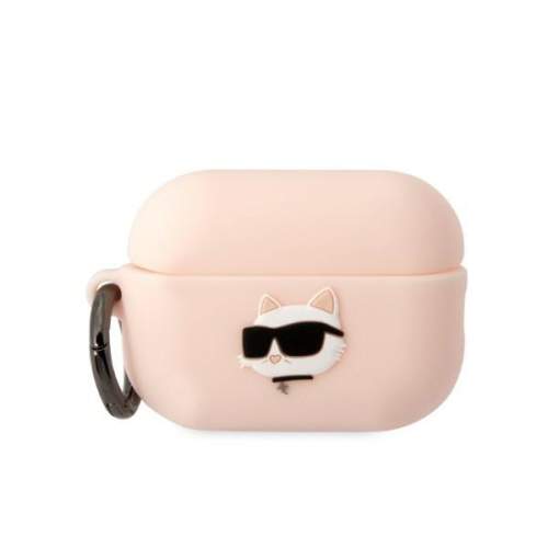 Karl Lagerfeld KLAP2RUNCHP Apple AirPods Pro 2 kryt růžový Silikonová Choupette Head 3D