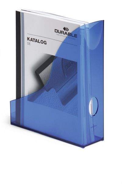 Durable Basic - plastový stojan na katalogy - 70 mm, transparentní modrá