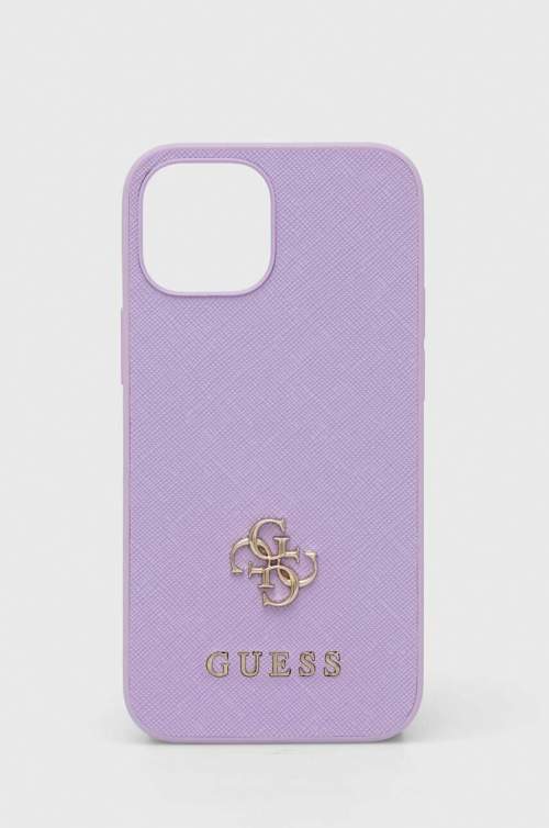 Guess GUHCP13SPS4MU Apple iPhone 13 mini fialový pevný obal Saffiano 4G malé kovové logo