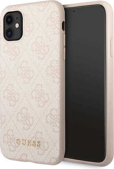 Guess GUHCN61G4GFPI Apple iPhone 11 pink hard case 4G Metal Gold Logo