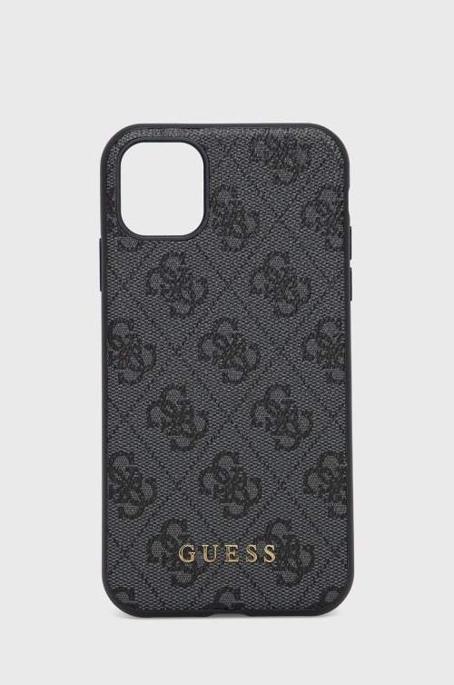 Guess GUHCN61G4GFGR Apple iPhone 11 grey hard case 4G Metal Gold Logo