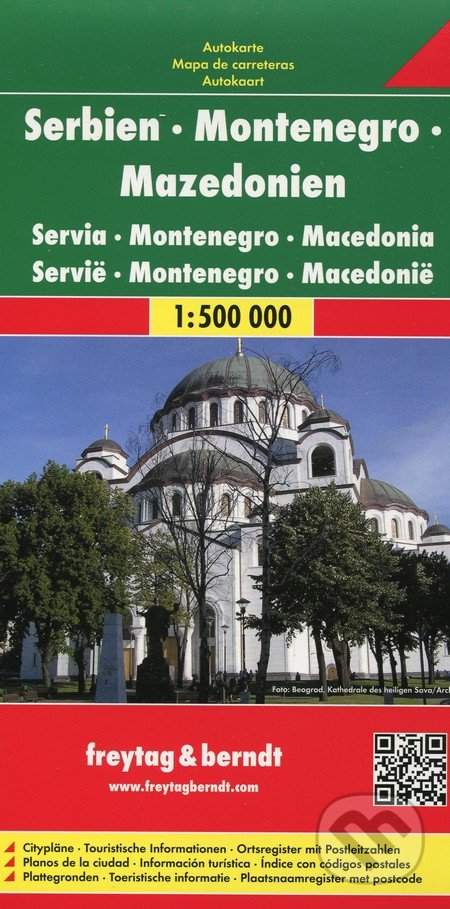 Freytag a Berndt Srbsko, Černá Hora, Kosovo, Makedonie 1:500 000 automapa