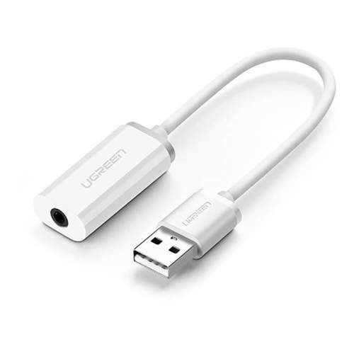 Ugreen US206 audio adaptér USB - 3.5 mm mini jack, bílý (30712)