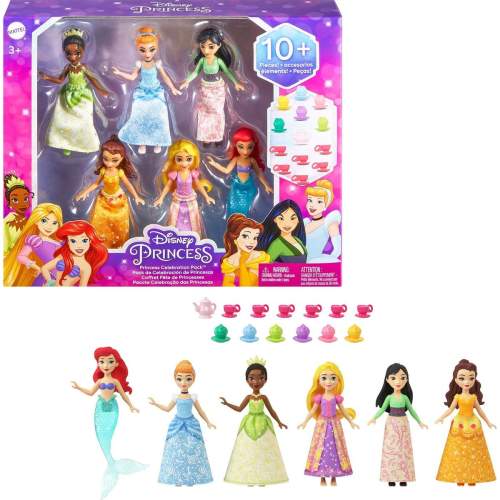 Mattel Disney Princess sada 6 ks malých panenek Na čajovém dýchánku