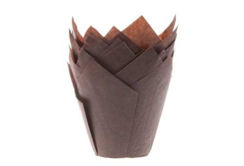 Hnědé papírové košíčky na muffiny tulipán 200ks - House of Marie
