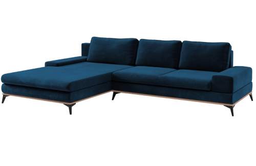 Královsky modrá rozkládací rohová pohovka se sametovým potahem Windsor & Co Sofas Astre, levý roh