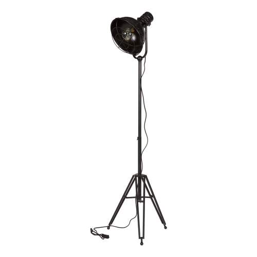 Hoorns Černá kovová stojací lampa Ruth 120-160 cm