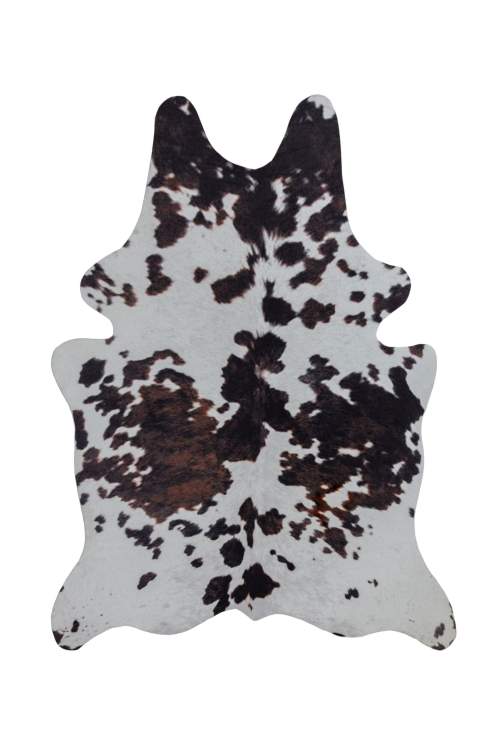 Flair Rugs Kusový koberec Faux Animal Cow Print bílá, černá 155x190 tvar kožešiny