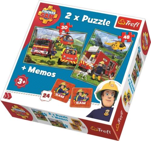 Trefl Puzzle 2v1 + pexeso Požárník Sam 27,5x20,5cm v krabici 28x28x6cm