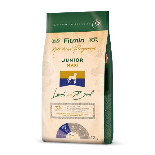 Fitmin Maxi Junior Lamb With Beef kompletní krmivo pro juniory 12 kg