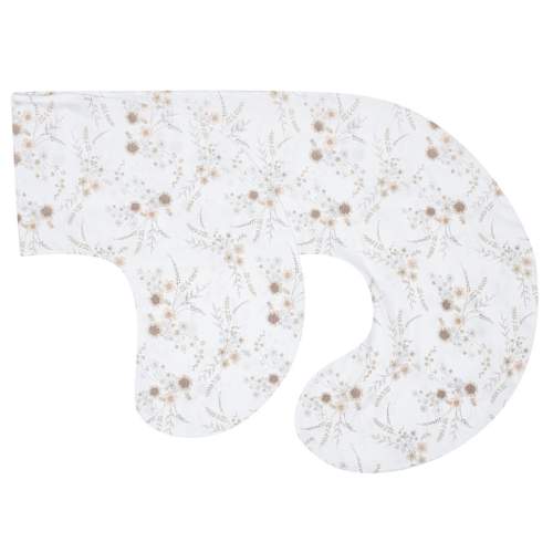 New Baby Povlak na kojící polštář ve tvaru C Květy bílý