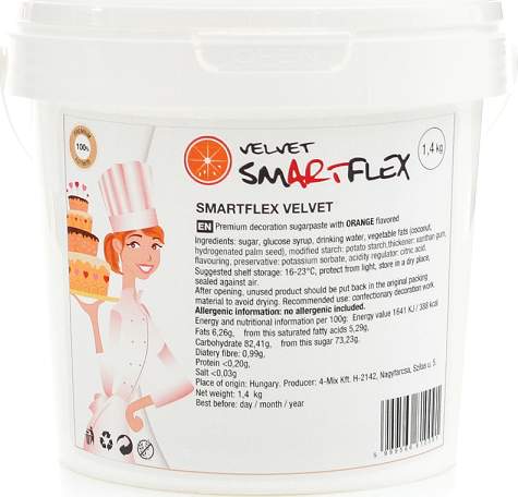 Smartflex Velvet Pomeranč 1,4 kg (Potahovací a modelovací hmota na dorty) Smartflex