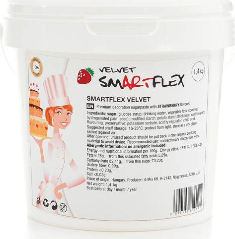 Smartflex Velvet Jahoda 1,4 kg (Potahovací a modelovací hmota na dorty)