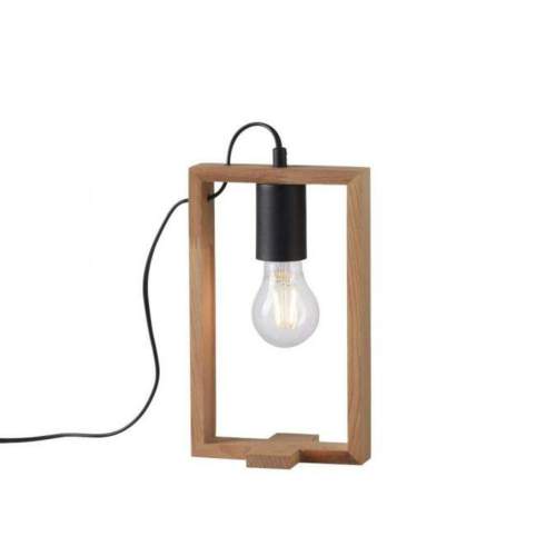 FRANKY LED stolní lampa, černá, dřevěný rám, šňůrový vypínač, kov - LEUCHTEN DIREKT