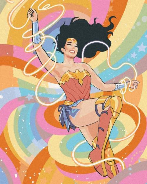 Malování podle čísel 40 x 50 cm Wonder Woman duhová