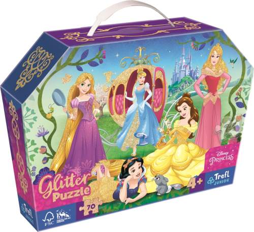 TREFL - Puzzle 70 glitter v kufříku - Princezny Disney