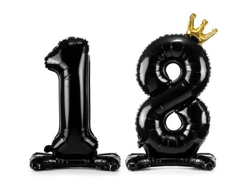 Party Deco Foliový balonek černý - 18th Birthday - 84 cm