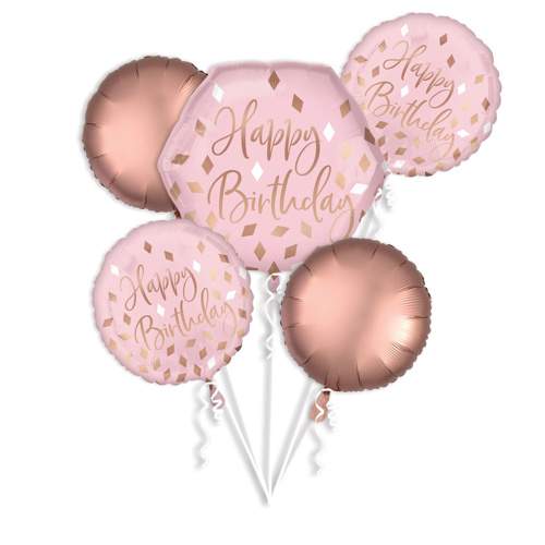 Amscan Sada foliových balonků Blush Birthday - 5 ks