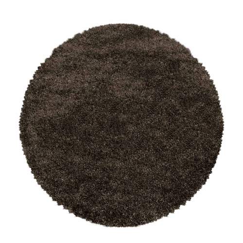 Ayyildiz koberce Kusový koberec Fluffy Shaggy 3500 brown kruh - 200x200 (průměr) kruh cm Hnědá, Střední (80x160 - 164x240), Syntetický (umělý)