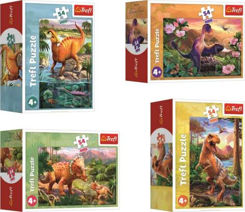 Trefl Minipuzzle 54 dílků Dinosauři v krabičce 9x6,5x4cm