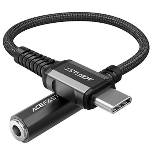 Acefast audio kabel USB typu C - 3,5 mm mini jack (samice) 18 cm, DAC, AUX černý (C1-07 černý)