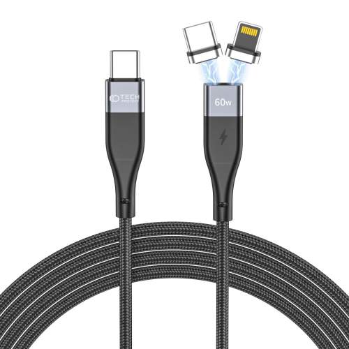 Tech-protect Ultraboost magnetický kabel 2v1 Lightning &amp; USB-C PD 60W 3A 100cm černý