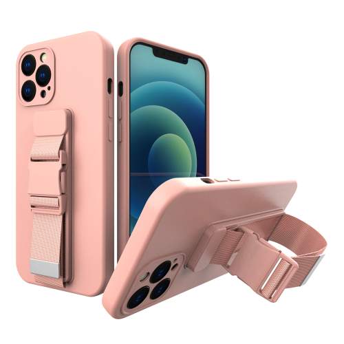 Silikonové pouzdro Sporty s popruhem na iPhone 12 Pro MAX 6.7" pink