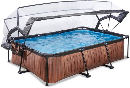 EXIT Dřevěný bazén 300x200x65cm s filtrační pumpou a kopulí - hnědý