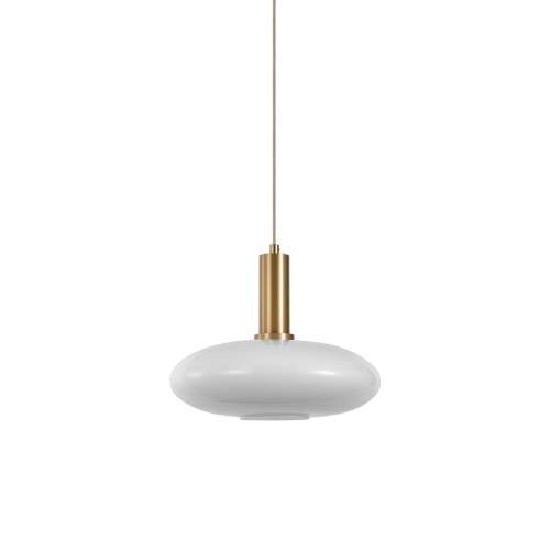 Nordic Living Bílo zlatá skleněná závěsná lampa Tabea 28 cm
