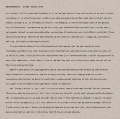 Supraphon Brad Mehldau – Suite: April 2020 LP