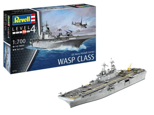 REVELL ModelSet loď 65178 - Assault Carrier USS WASP CLASS (1:700)