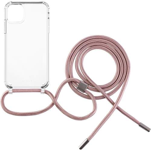 pouzdro na mobil Pouzdro Fixed Pure Neck s růžovou šňůrkou na krk pro Apple iPhone 11
