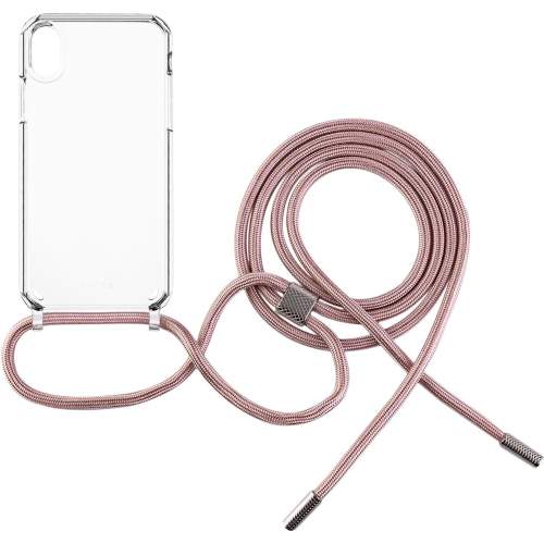 pouzdro na mobil Pouzdro Fixed Pure Neck s růžovou šňůrkou na krk pro Apple iPhone Xr
